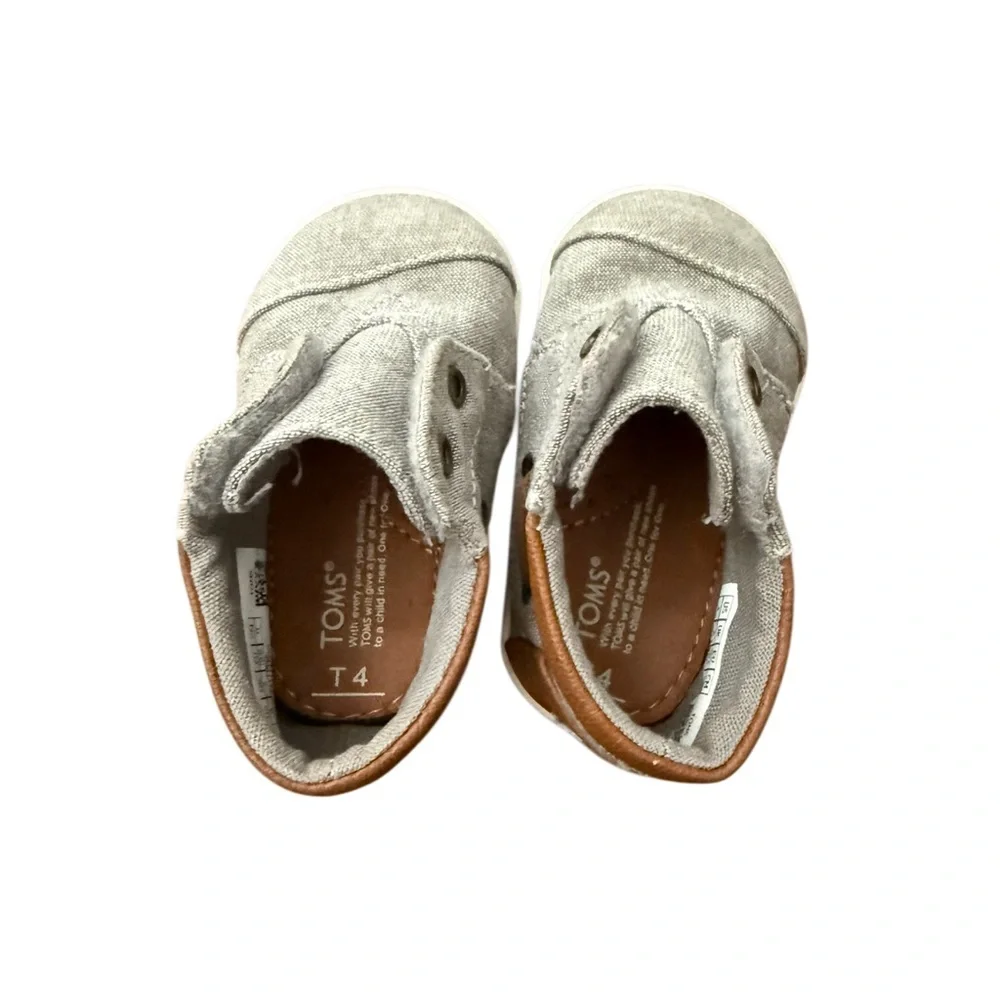 Toms Kids Bimini Canvas High-Top Shoes in Gray and Tan-Size 4